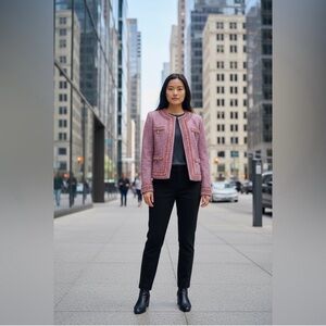 Love Moschino Pink and Red Tweed Blazer